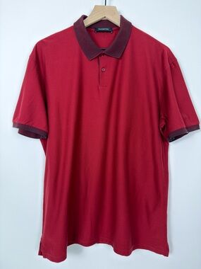 Ermenegildo Zegna Burgundy Polo Shirt Mens XL Cotton Short Sleeve